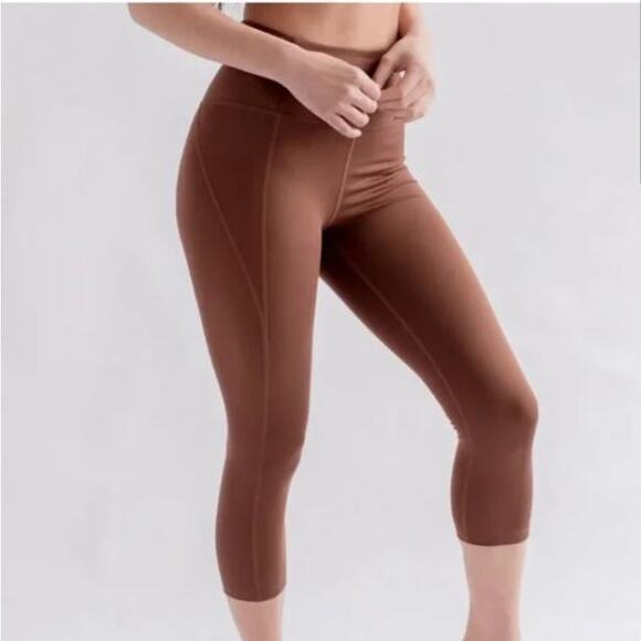 NWT Girlfriend Collective High Waist Capri Leggings Chocolate Brown Earth S - Picture 5 of 8